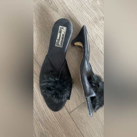 Black satin heels -vintage - Picture 1 of 2